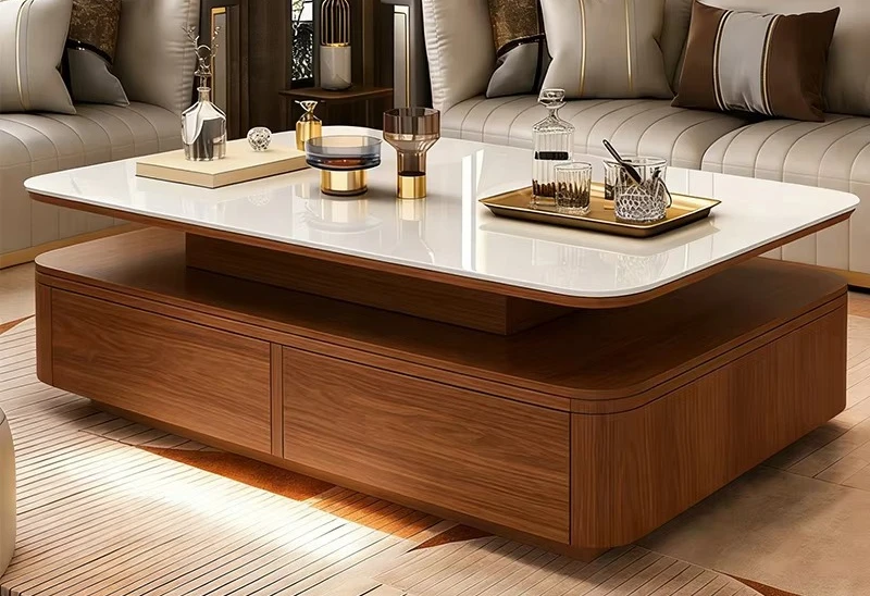 Modern light luxury rock slab coffee table rectangular double storage table walnut scratch-proof
Modern light luxury rock slab coffee table rectangular double storage table walnut scratch-proof