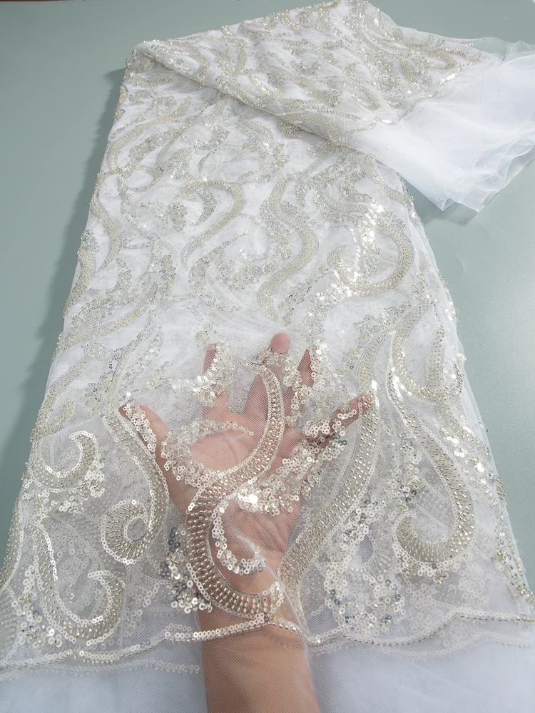 Kalume White African Sequins Lace Fabric 2024 High Quality French Nigerian Mesh Lace Fabric For Bride Wedding Dress Sewing F3728
Kalume White African Sequins Lace Fabric 2024 High Quality French Nigerian Mesh Lace Fabric For Bride Wedding Dress Sewing F3728