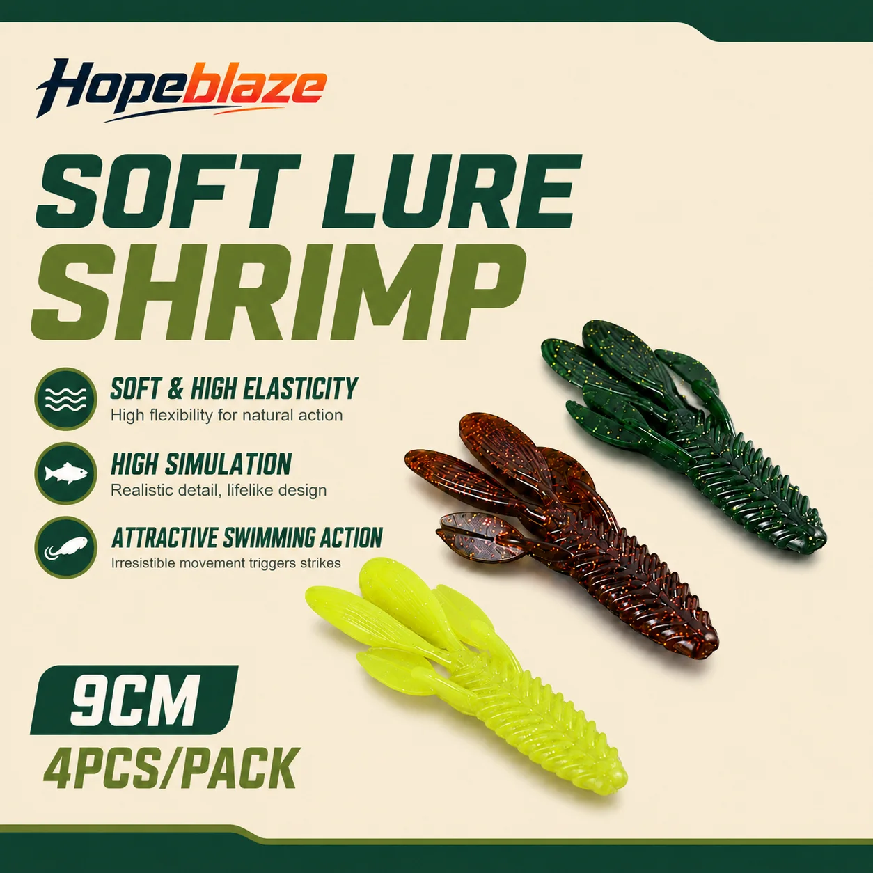Hopeblaze 4Pcs Set Floating Soft Shrimp Lure, Wobbling Bait for Ned Rig, Silicone Swimbait, High Density & High Elastic PVC Bait
Hopeblaze 4Pcs Set Floating Soft Shrimp Lure, Wobbling Bait for Ned Rig, Silicone Swimbait, High Density & High Elastic PVC Bait