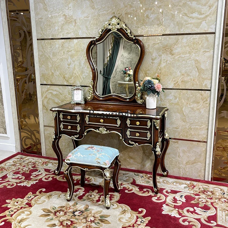 yj32 French dressing stool, European court luxury solid wood carved curved with drawers dressing table
yj32 French dressing stool, European court luxury solid wood carved curved with drawers dressing table