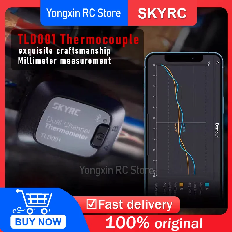 Термометр SkyRC TLD001 с термопарой для точного контроля температуры в RC FPV гонках, считывает данные и отображает кривую в приложении
Термометр SkyRC TLD001 с термопарой для точного контроля температуры в RC FPV гонках, считывает данные и отображает кривую в приложении