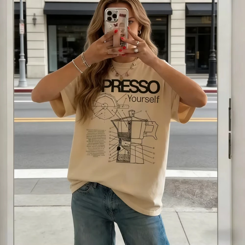 Espresso Yourself Graphic Tops Vintage Moka Pot Diagram Print T-Shirts for Women Short Sleeve T Shirt Women Clothing
Espresso Yourself Graphic Tops Vintage Moka Pot Diagram Print T-Shirts for Women Short Sleeve T Shirt Women Clothing