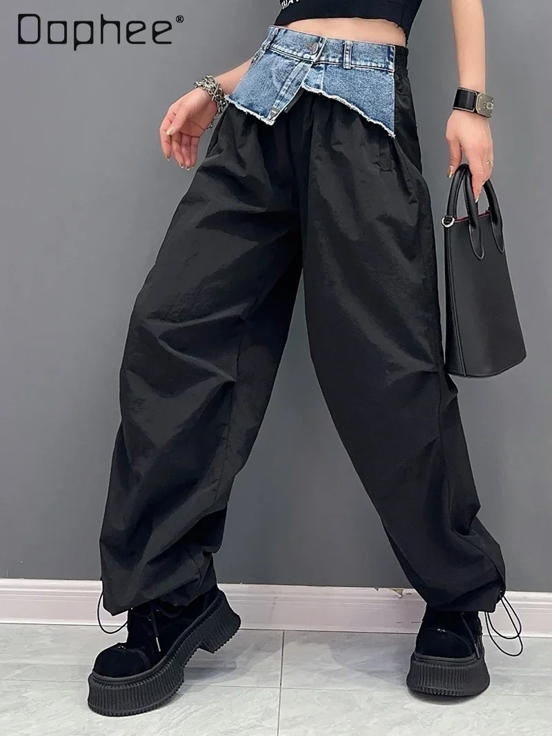 Korean Style Temperament Casual Denim Splicing Straight Pants Femle 2024 Spring Summer New Versatile and Thin Cargo Pants Women
Korean Style Temperament Casual Denim Splicing Straight Pants Femle 2024 Spring Summer New Versatile and Thin Cargo Pants Women