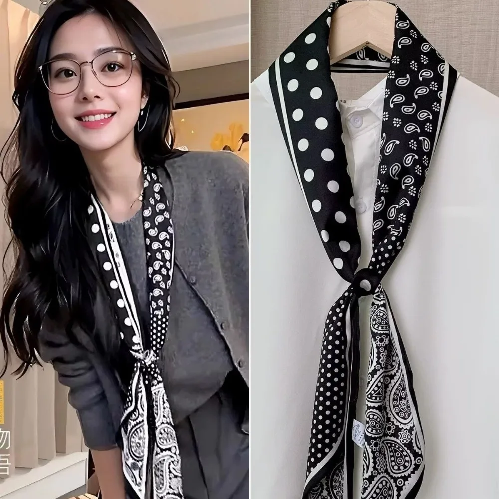 New Black White Silk Satin Scarf Polka Dot Elegant Long Scarf Soft Touch Breathable Ribbon Scarf Daily Wear
New Black White Silk Satin Scarf Polka Dot Elegant Long Scarf Soft Touch Breathable Ribbon Scarf Daily Wear