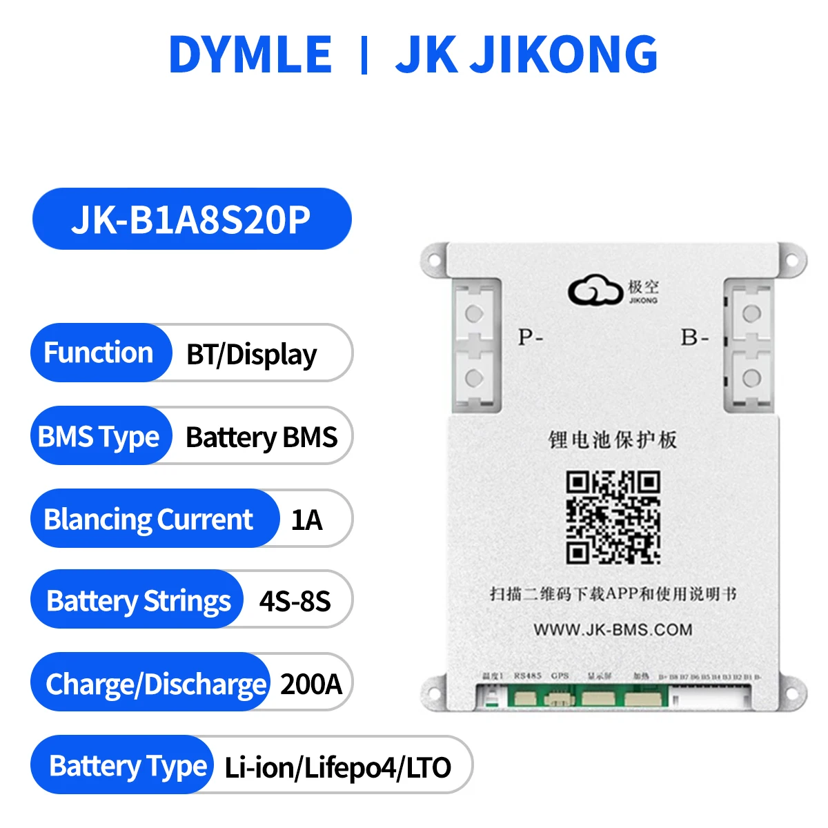 JK-B1A8S20P Smart BMS 200Ah 4S 5S 6S 7S 8S 12V 24V Battery 200A BMS WITH 1A ACTIVE BALANCE bms lifepo4 Li-ion LTO Battery bms
JK-B1A8S20P Smart BMS 200Ah 4S 5S 6S 7S 8S 12V 24V Battery 200A BMS WITH 1A ACTIVE BALANCE bms lifepo4 Li-ion LTO Battery bms