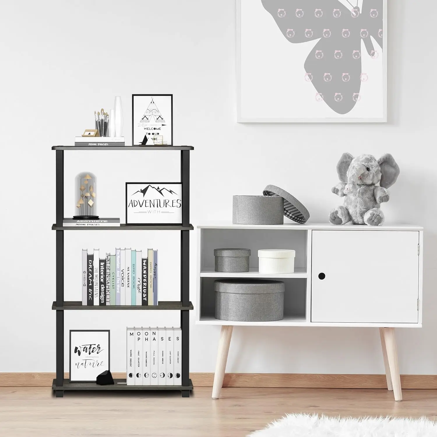 Turn-N-Tube 4-Tier Multipurpose Shelf Display Rack, Square Tube, French Oak Grey/Black
Turn-N-Tube 4-Tier Multipurpose Shelf Display Rack, Square Tube, French Oak Grey/Black