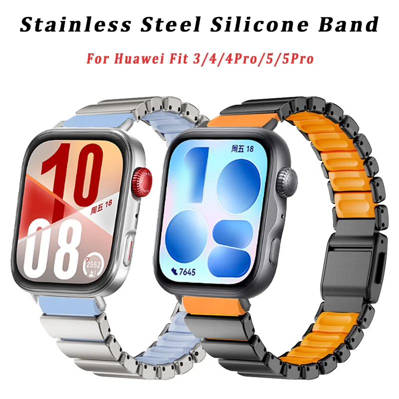 Stainless Steel Metal Silicone Strap for HUAWEI Fit 5/5 Pro Magnetic Buckle for HUAWEI Fit 4 Pro/4/3 Men Women Rubber Bracelet
Stainless Steel Metal Silicone Strap for HUAWEI Fit 5/5 Pro Magnetic Buckle for HUAWEI Fit 4 Pro/4/3 Men Women Rubber Bracelet