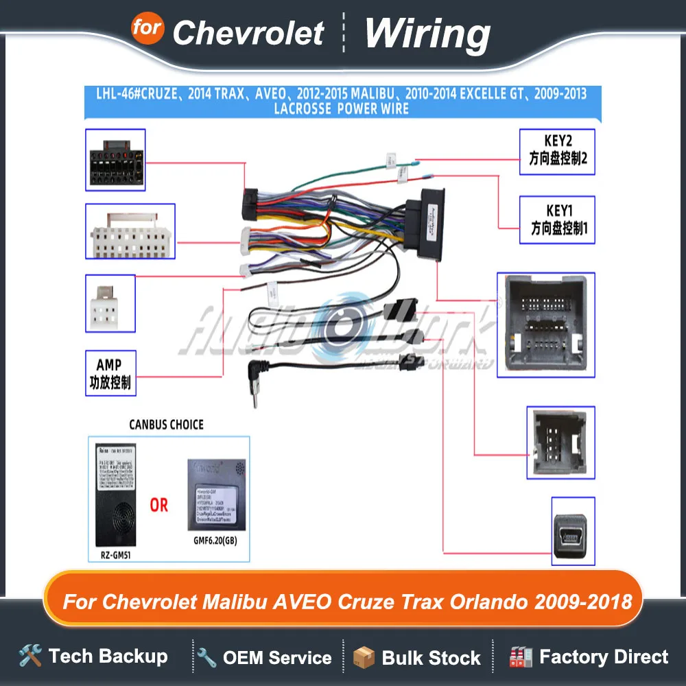 For Chevrolet Malibu AVEO Cruze Trax Orlando 2009-2018 Android Wiring Harness CANBUS Box G-RZ-GM59 Cable Adapter Car Play
For Chevrolet Malibu AVEO Cruze Trax Orlando 2009-2018 Android Wiring Harness CANBUS Box G-RZ-GM59 Cable Adapter Car Play