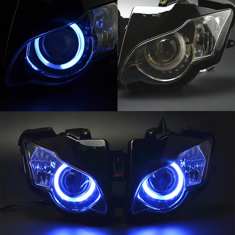 55W Fully assembled HID Bi-Xenon Projector Headlight Assembly High/Low Beam Blue Angel Eye For Honda CBR1000RR 2008-2011
55W Fully assembled HID Bi-Xenon Projector Headlight Assembly High/Low Beam Blue Angel Eye For Honda CBR1000RR 2008-2011