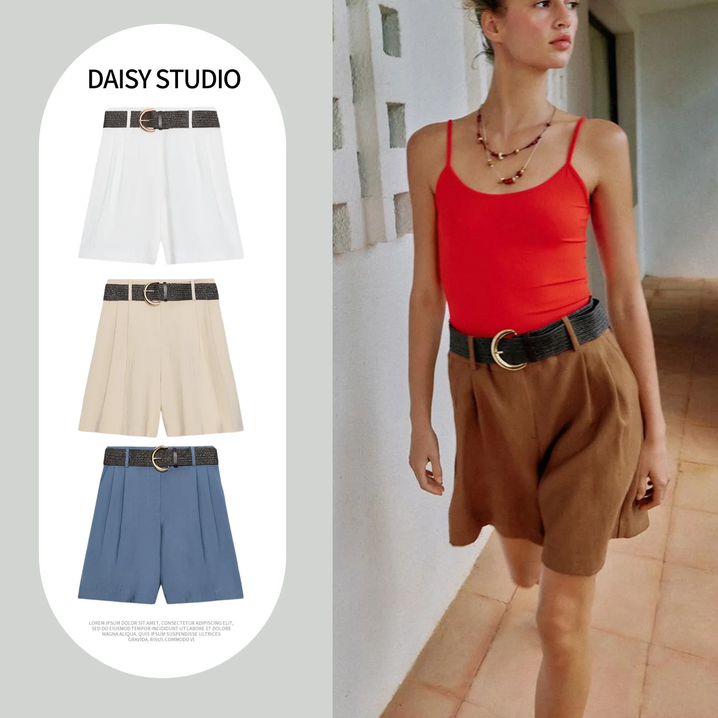 Summer New Arrival Women's High Waist Zipper Casual Pleated Shorts Simple Style Belted Straight Leg Polyester Fiber Shorts
Summer New Arrival Women's High Waist Zipper Casual Pleated Shorts Simple Style Belted Straight Leg Polyester Fiber Shorts