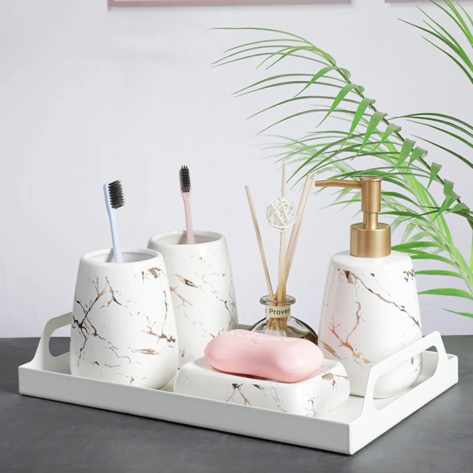 3Pcs Bathroom Accessory Set Marble Decorative Soap Dispenser Toothbrush Holder Soap Tray Toiletry Organizer Washing Supplies
3Pcs Bathroom Accessory Set Marble Decorative Soap Dispenser Toothbrush Holder Soap Tray Toiletry Organizer Washing Supplies