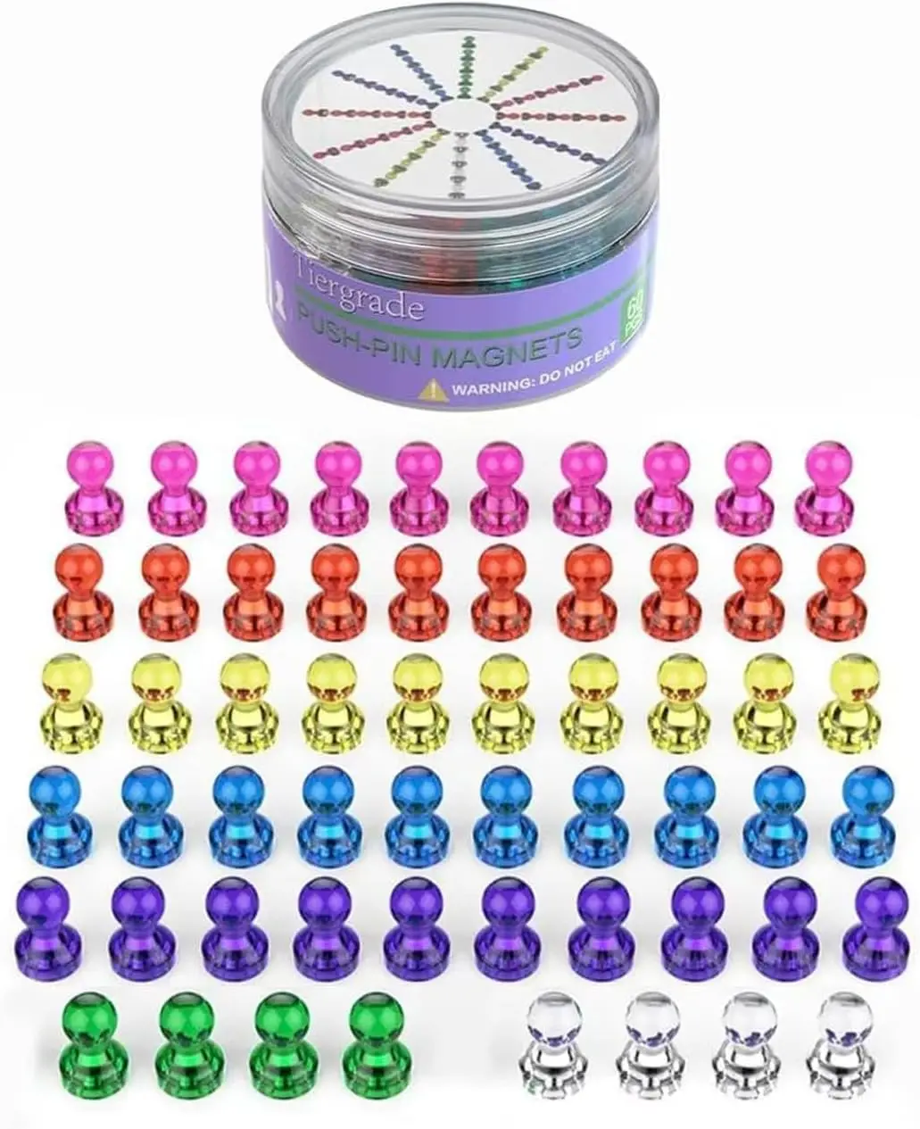 58 Pack Strong Push Pin Magnets, 7 Assorted Colors for Fridge, Whiteboard, Office, School, Home
58 Pack Strong Push Pin Magnets, 7 Assorted Colors for Fridge, Whiteboard, Office, School, Home