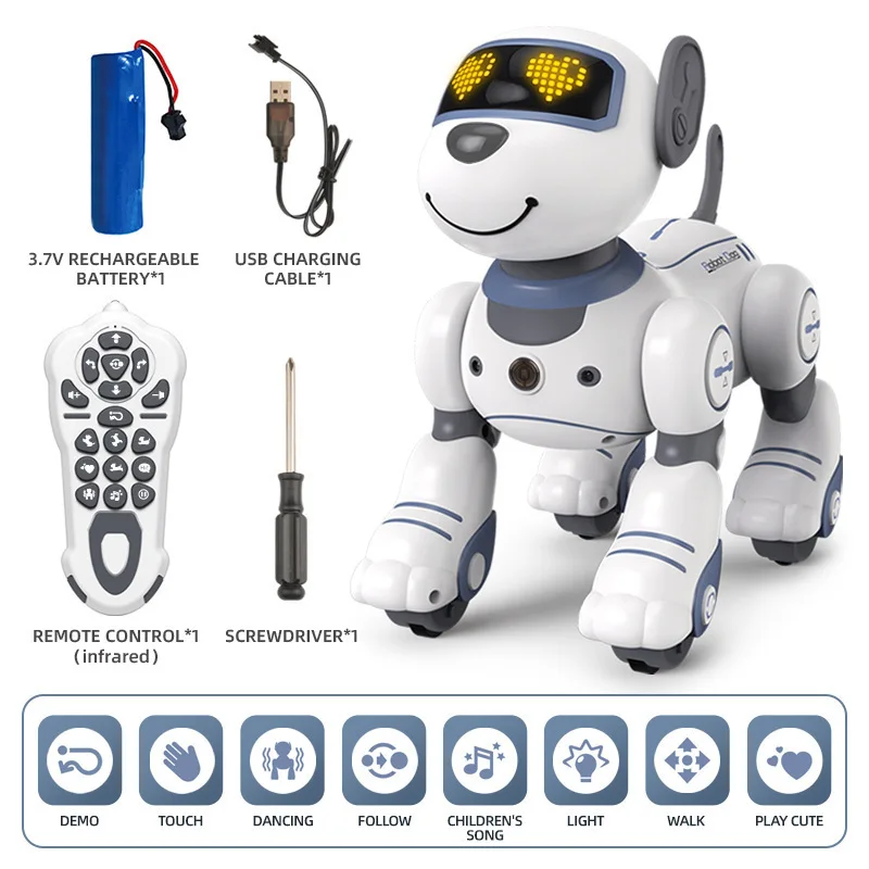 Funny RC Robot Electronic Dog Stunt Dog Voice Command Programmable Touch-sense Music Song Robot Dog for Children's Toys
Funny RC Robot Electronic Dog Stunt Dog Voice Command Programmable Touch-sense Music Song Robot Dog for Children's Toys