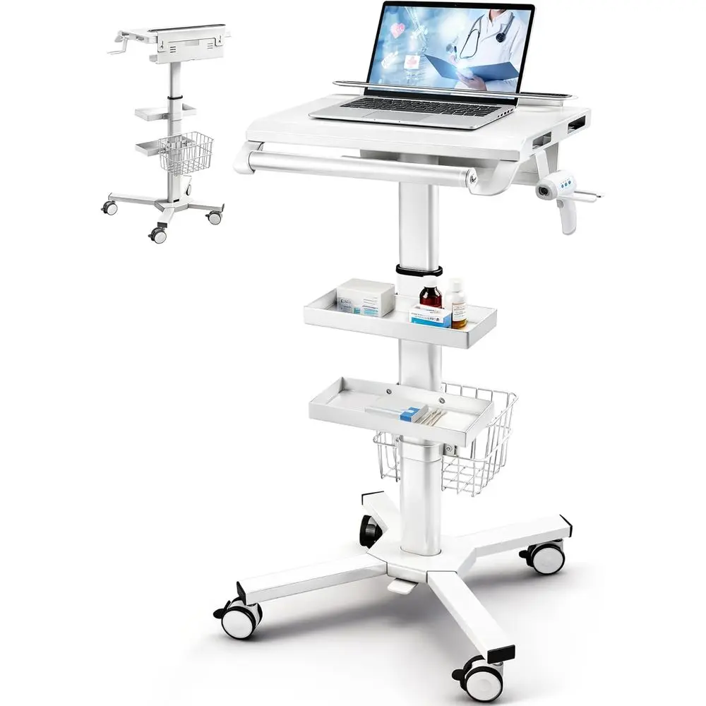 Adjustable Height Lab Cart with Wheels, Mobile Utility Trolley for Hospital, 2 Trays, Basket, Ideal for Medical, Dental Use
Adjustable Height Lab Cart with Wheels, Mobile Utility Trolley for Hospital, 2 Trays, Basket, Ideal for Medical, Dental Use