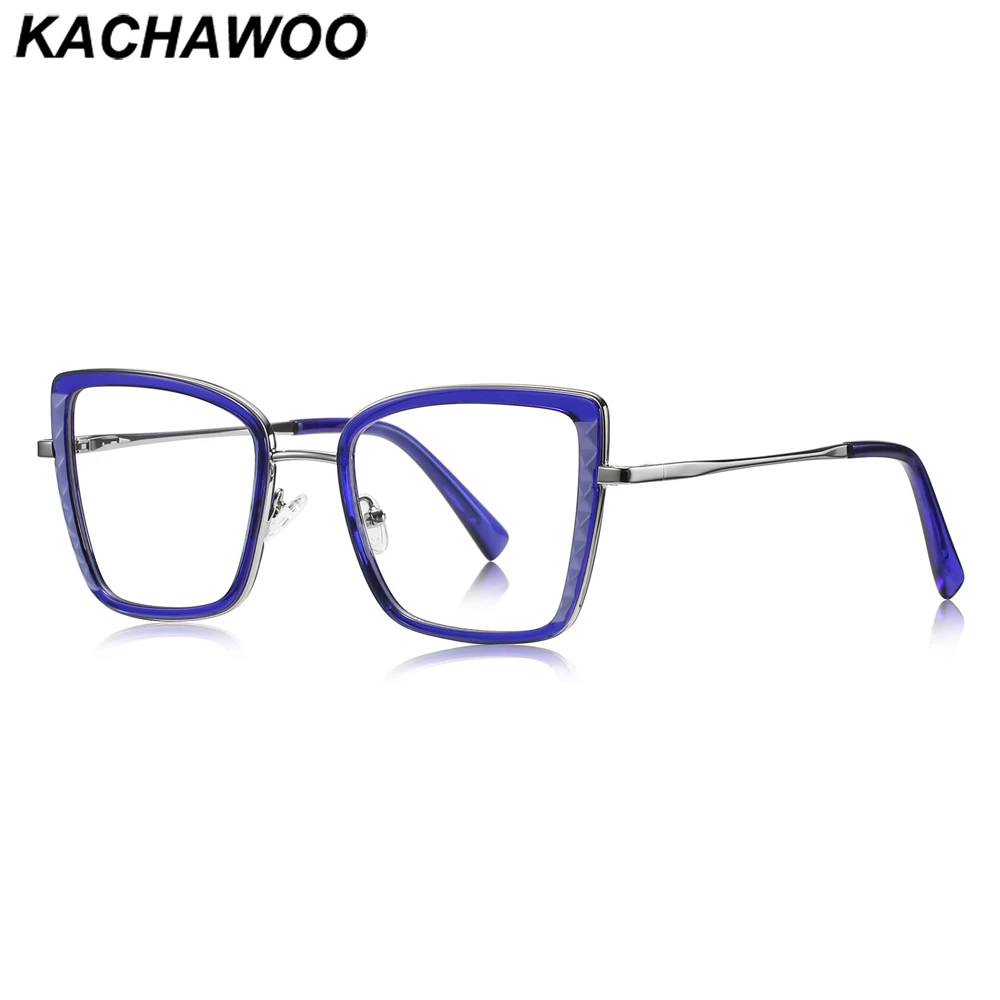 Kachawoo female cat eye glasses blue light blocking TR90 metal square big glasses frame for women decoration blue grey brown
Kachawoo female cat eye glasses blue light blocking TR90 metal square big glasses frame for women decoration blue grey brown