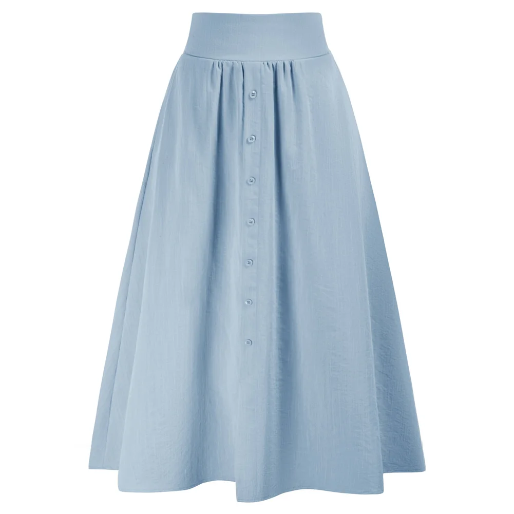 KK Women Skirt Vintage Front Slit Elastic High Waist Buttons Decorated A-Line Skirt Pull-on Elastic Back Waistline Skirts
KK Women Skirt Vintage Front Slit Elastic High Waist Buttons Decorated A-Line Skirt Pull-on Elastic Back Waistline Skirts