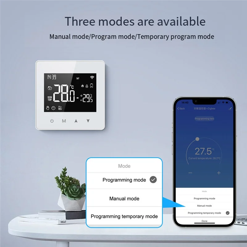 Tuya Wi-Fi термостат умный дом контроллер температуры на батарейках для газового котла работает с голосовым помощником белый ABS
Tuya Wi-Fi термостат умный дом контроллер температуры на батарейках для газового котла работает с голосовым помощником белый ABS