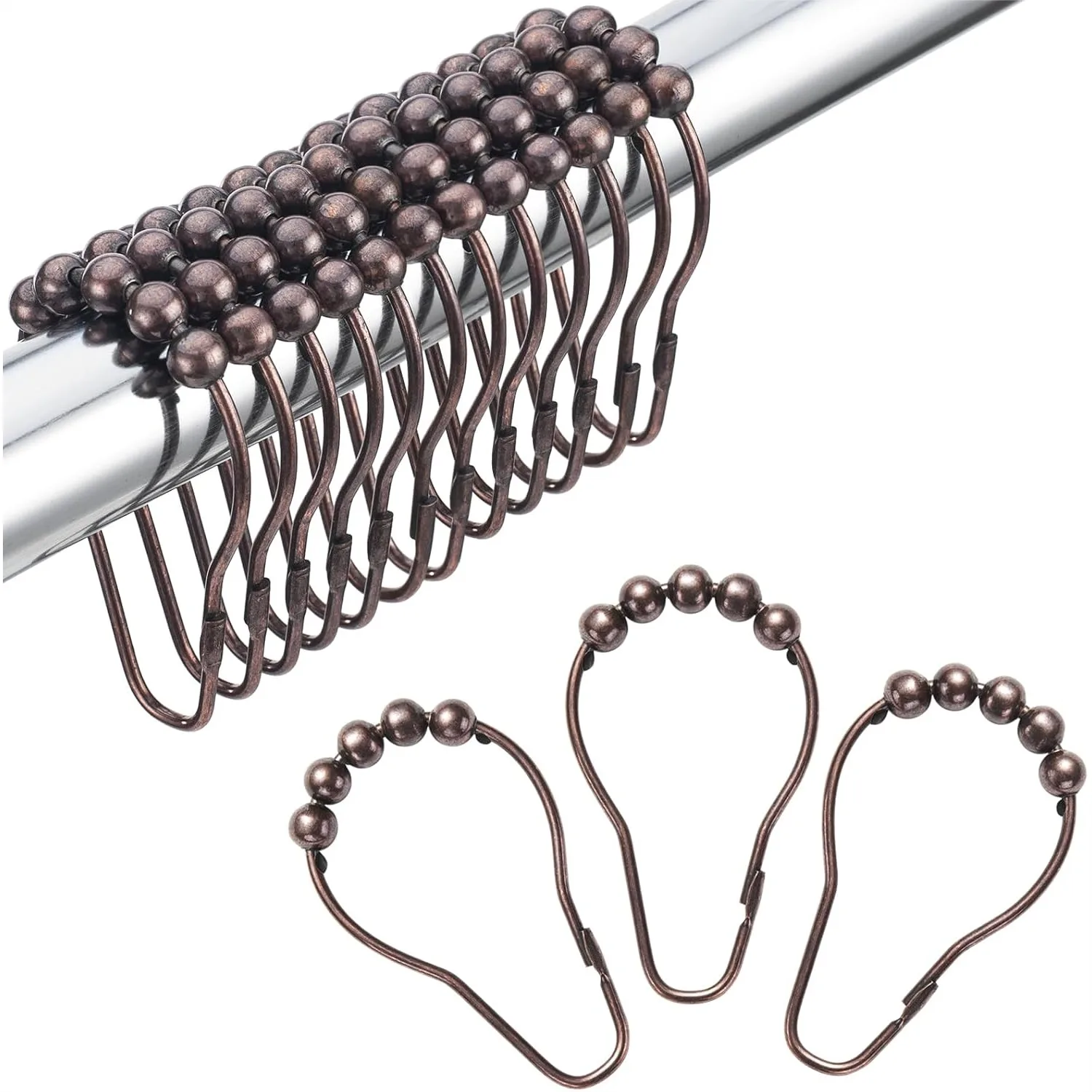 Bronze Shower Curtain Hooks, 12 Pack Rust-Resistant Stainless Steel Rings with Smooth Gliding
Bronze Shower Curtain Hooks, 12 Pack Rust-Resistant Stainless Steel Rings with Smooth Gliding