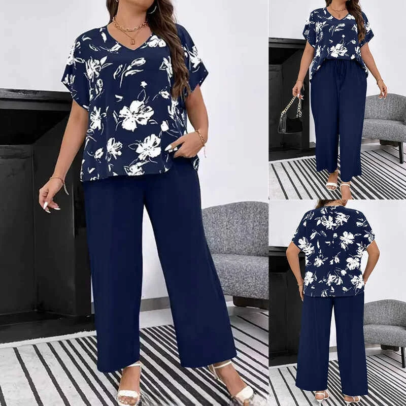 plus Size Women's Print Shirt And Pants Loose Casual Suit Large Size Set Fashionable Office Wear Short Sleeve V-Neck Nine-Piece
plus Size Women's Print Shirt And Pants Loose Casual Suit Large Size Set Fashionable Office Wear Short Sleeve V-Neck Nine-Piece