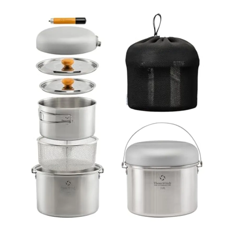 Camping Cookware Set, 304 Stainless Steel Camping Cooking Set, Campfire Pots and Pans with Storage Bag, for Outdoor Camping Kit
Camping Cookware Set, 304 Stainless Steel Camping Cooking Set, Campfire Pots and Pans with Storage Bag, for Outdoor Camping Kit