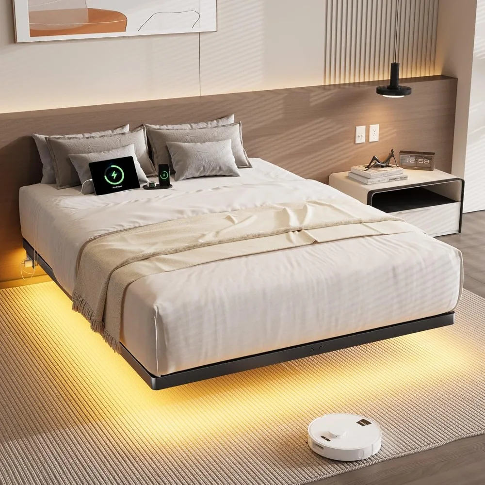 Full Size Floating Bed Frame with USB Charging Station and Smart LED Lights, Heavy Duty Mectal Platform Bed Frame
Full Size Floating Bed Frame with USB Charging Station and Smart LED Lights, Heavy Duty Mectal Platform Bed Frame