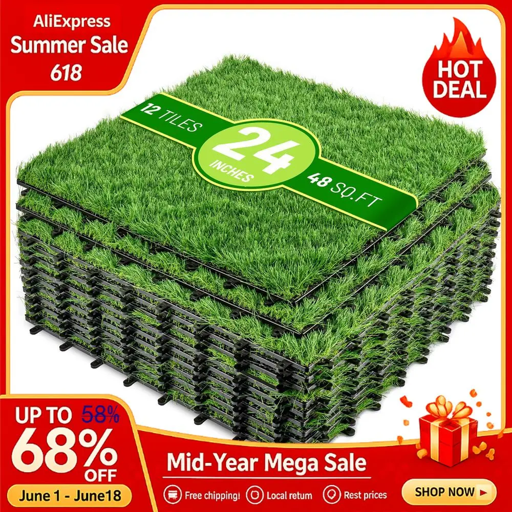 48Sq. Ft. Artificial Grass Tiles Interlocking 24x24 Fake Grass Mats for Balcony, Deck Flooring, Pets amp Dog Pee Pad Sel, Custom
48Sq. Ft. Artificial Grass Tiles Interlocking 24x24 Fake Grass Mats for Balcony, Deck Flooring, Pets amp Dog Pee Pad Sel, Custom