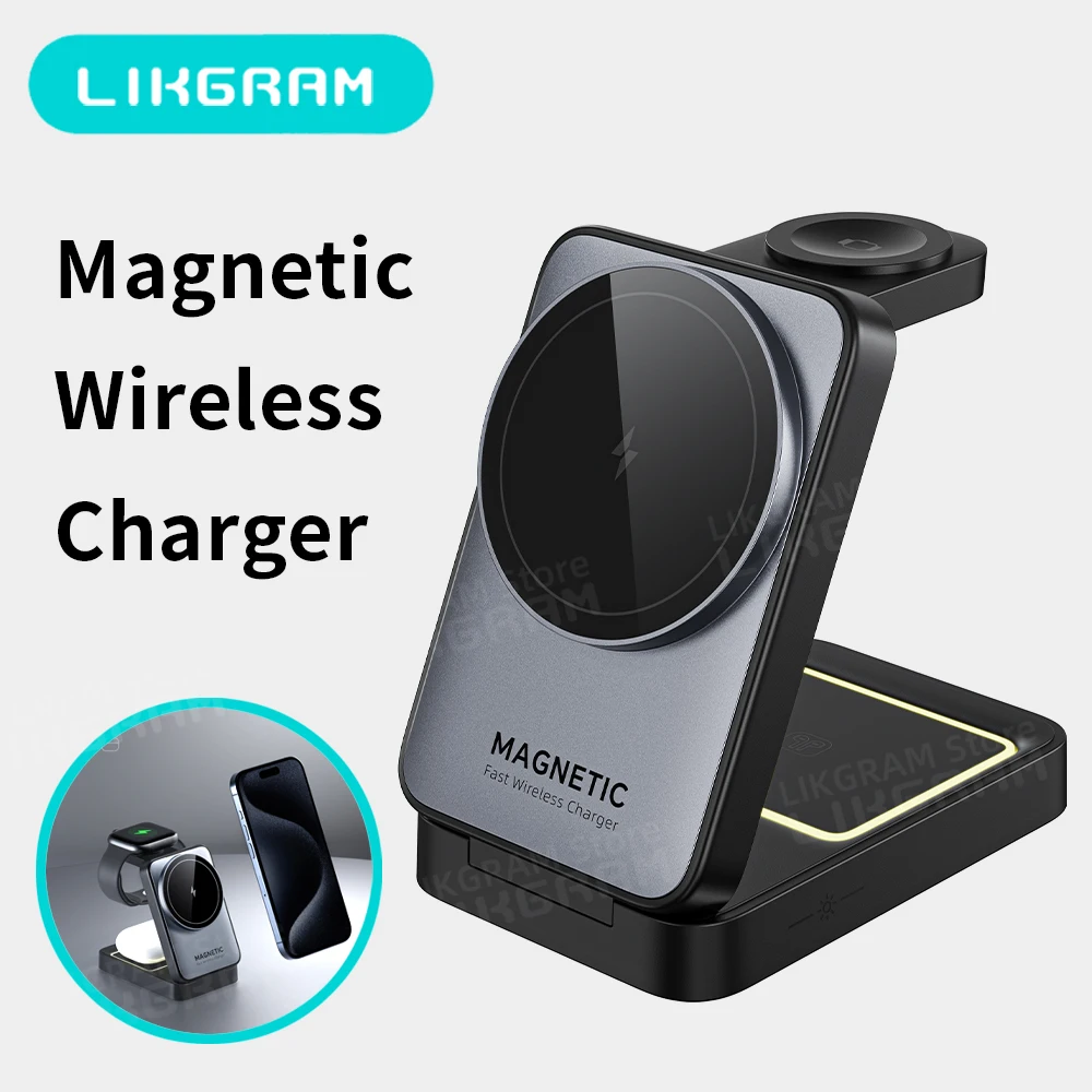 Magnetic 3-in-1 Wireless Charger Nightlight Foldable Magsafe for iPhone 12-16 Apple Watch AirPods (not for Airpods 2) W91
Magnetic 3-in-1 Wireless Charger Nightlight Foldable Magsafe for iPhone 12-16 Apple Watch AirPods (not for Airpods 2) W91