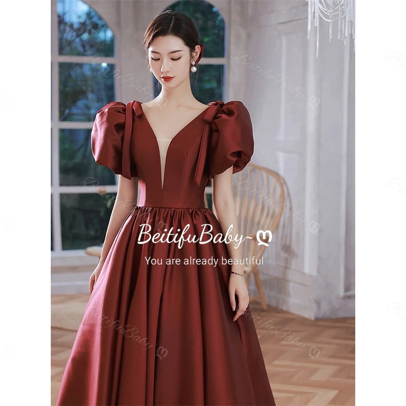 BeitifuBaby Stain Banquet Women's Evening Dresses 2025 Elegant Short-sleeved V-neck A-line Skirt Banquet Gown for Women Vestidos
BeitifuBaby Stain Banquet Women's Evening Dresses 2025 Elegant Short-sleeved V-neck A-line Skirt Banquet Gown for Women Vestidos