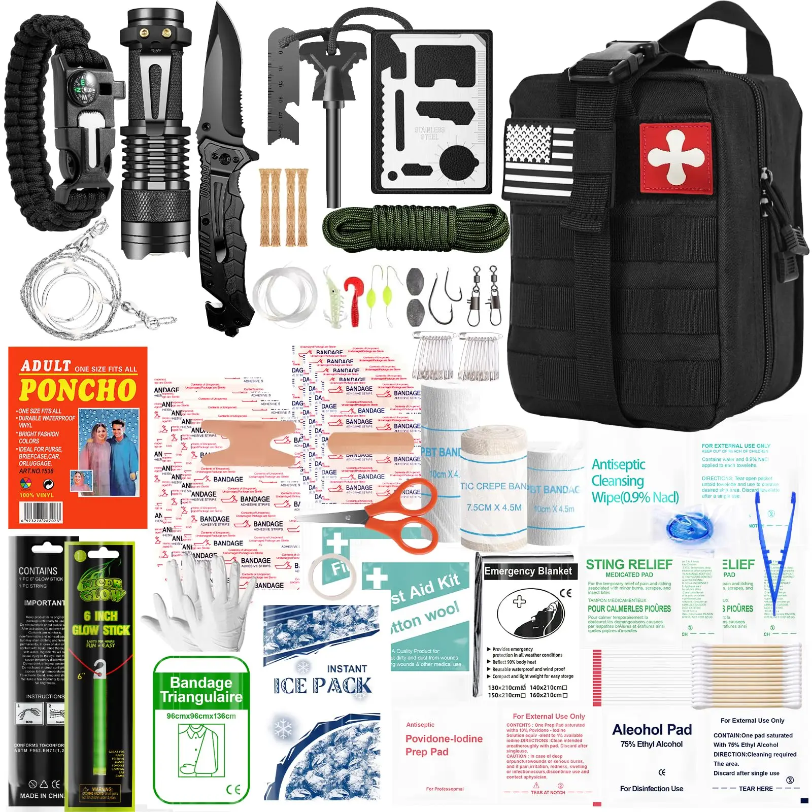 Survival Kits 174Pcs Survival Gear First Aid Kit Essential Camping Gear Emergency Medical for Car Fishing Hunting Outdoor
Survival Kits 174Pcs Survival Gear First Aid Kit Essential Camping Gear Emergency Medical for Car Fishing Hunting Outdoor