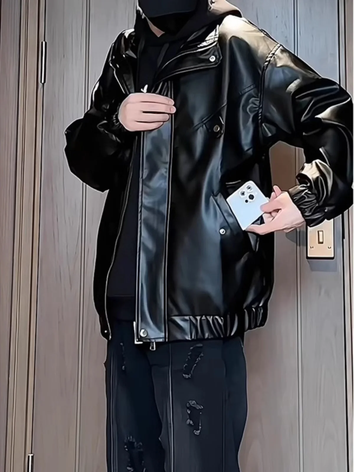 Bla PU Leather Biker Jaet Loose Casual Stand Collar Men's Faion High-End Sensation All-Match Leather Coat for Youth
Bla PU Leather Biker Jaet Loose Casual Stand Collar Men's Faion High-End Sensation All-Match Leather Coat for Youth