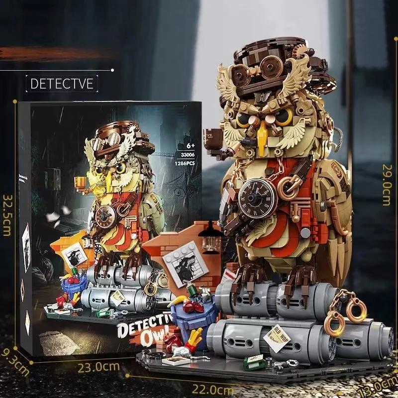 Steampunk owl building blocks with clock and goggles mechanical owl model, vintage industrial style animal building block set, p
Steampunk owl building blocks with clock and goggles mechanical owl model, vintage industrial style animal building block set, p