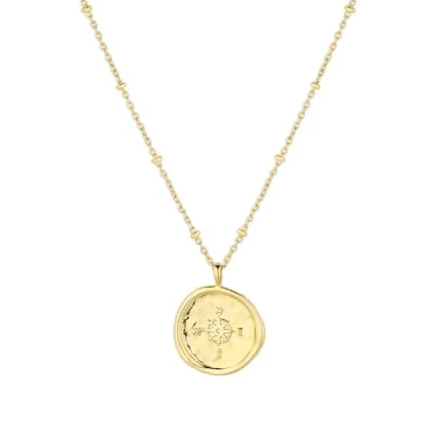 Compass Coin Pendant Necklace 3/4 inch - 18k or - Adjustable 17-19 inch Chain - Spring Ring Closure - Long-Lasting
Compass Coin Pendant Necklace 3/4 inch - 18k or - Adjustable 17-19 inch Chain - Spring Ring Closure - Long-Lasting