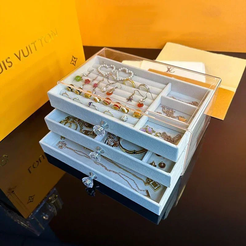 2025 Acrylic Velvet Jewelry Organizer with 3 Drawers for Earrings Necklaces Bracelets Storage- Stackable Display Case Box Holder
2025 Acrylic Velvet Jewelry Organizer with 3 Drawers for Earrings Necklaces Bracelets Storage- Stackable Display Case Box Holder