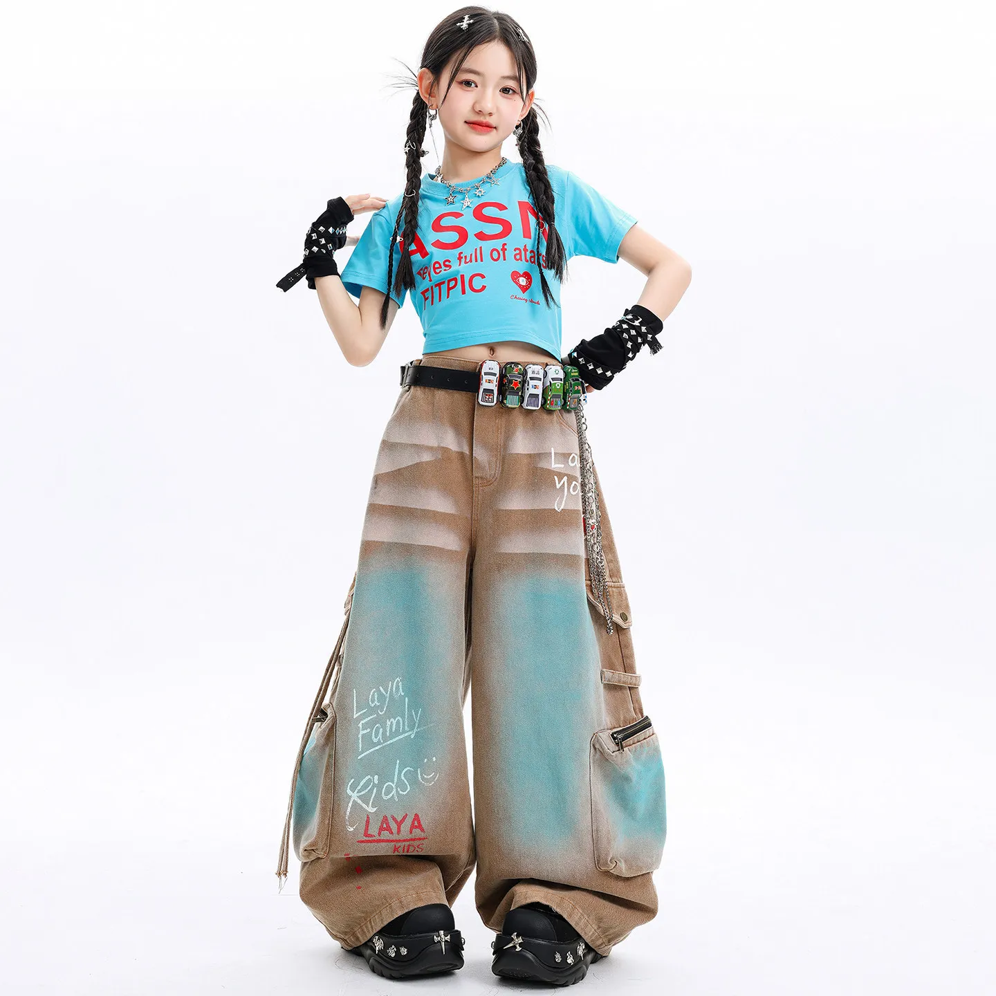 Kid Kpop Hip Hop Clothing Blue Crop T Shirt Top Coffee Blue Casual Wide Strap Cargo Pants for Girl Street Dance Costume Clothes
Kid Kpop Hip Hop Clothing Blue Crop T Shirt Top Coffee Blue Casual Wide Strap Cargo Pants for Girl Street Dance Costume Clothes