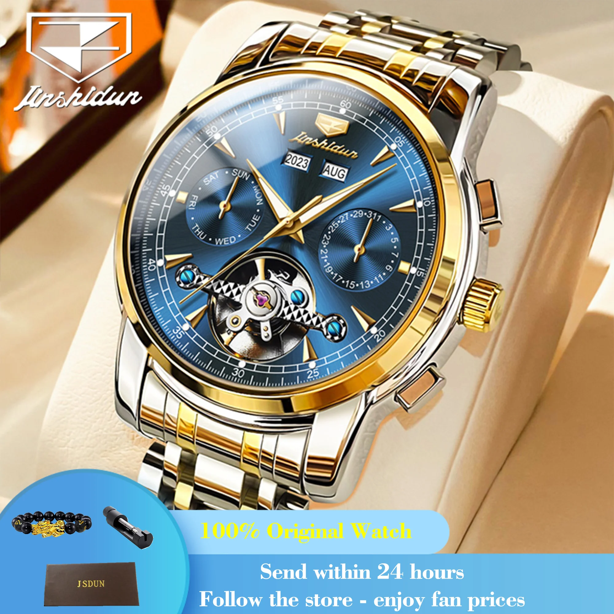 JSDUN 8935 Top Brand Mechanical Dress Watch For Men Hollow Skeleton Auto Date Wristwatch Stainless Steel Waterproof Man Watches
JSDUN 8935 Top Brand Mechanical Dress Watch For Men Hollow Skeleton Auto Date Wristwatch Stainless Steel Waterproof Man Watches