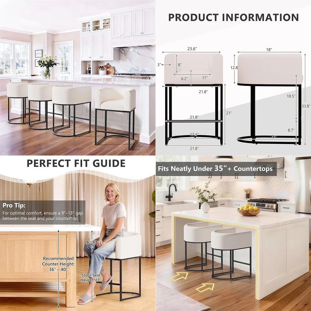 Stools Set of 427 Barrel Shaped Counter Height Bar Stools with Backrest amp Arms, Modern Bar Chairs, 6.2 ExtraThick Cushion, El
Stools Set of 427 Barrel Shaped Counter Height Bar Stools with Backrest amp Arms, Modern Bar Chairs, 6.2 ExtraThick Cushion, El