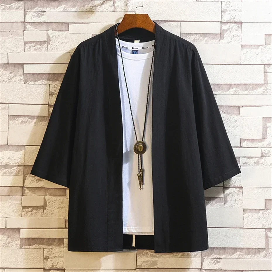 Summer Linen Kimono Shirt Men Harajuku Cardigan Shirts Male Summer Shirts Black Fashion Casual Loose Tops
Summer Linen Kimono Shirt Men Harajuku Cardigan Shirts Male Summer Shirts Black Fashion Casual Loose Tops