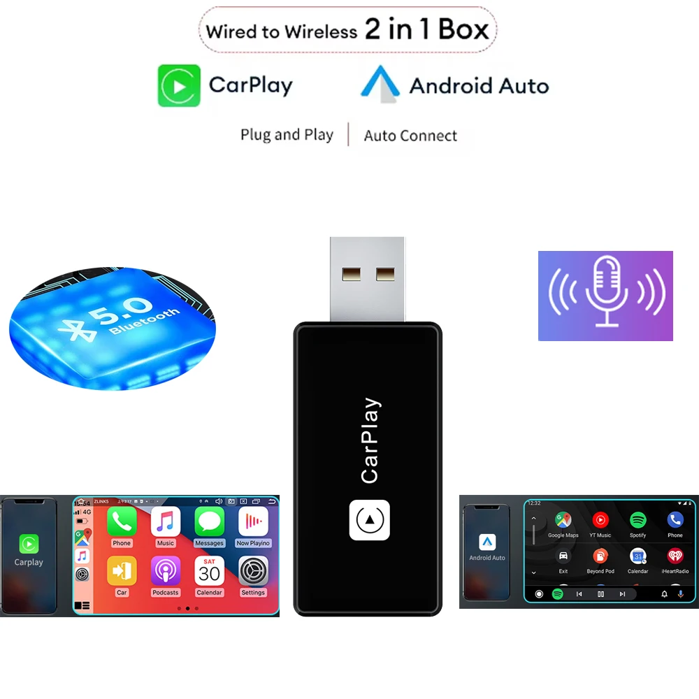 BT 5.0 Wireless CarPlay Android Auto Wireless Adapter Smart Mini Box Plug And Play WiFi Fast Connect Universal Car Accessories
BT 5.0 Wireless CarPlay Android Auto Wireless Adapter Smart Mini Box Plug And Play WiFi Fast Connect Universal Car Accessories