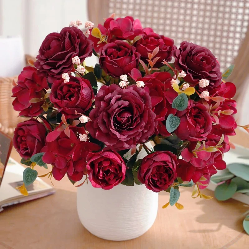 Red Artificial Flowers Peony Tea Rose Autumn Silk Fake Flowers for DIY Living Room Home Garden Wedding Decoration
Red Artificial Flowers Peony Tea Rose Autumn Silk Fake Flowers for DIY Living Room Home Garden Wedding Decoration