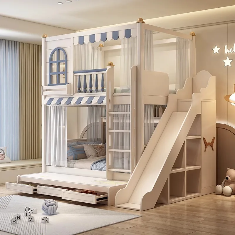 Children's top and bottom bunk elevated parallel bed pink princess boy high and low bunk two floors
Children's top and bottom bunk elevated parallel bed pink princess boy high and low bunk two floors
