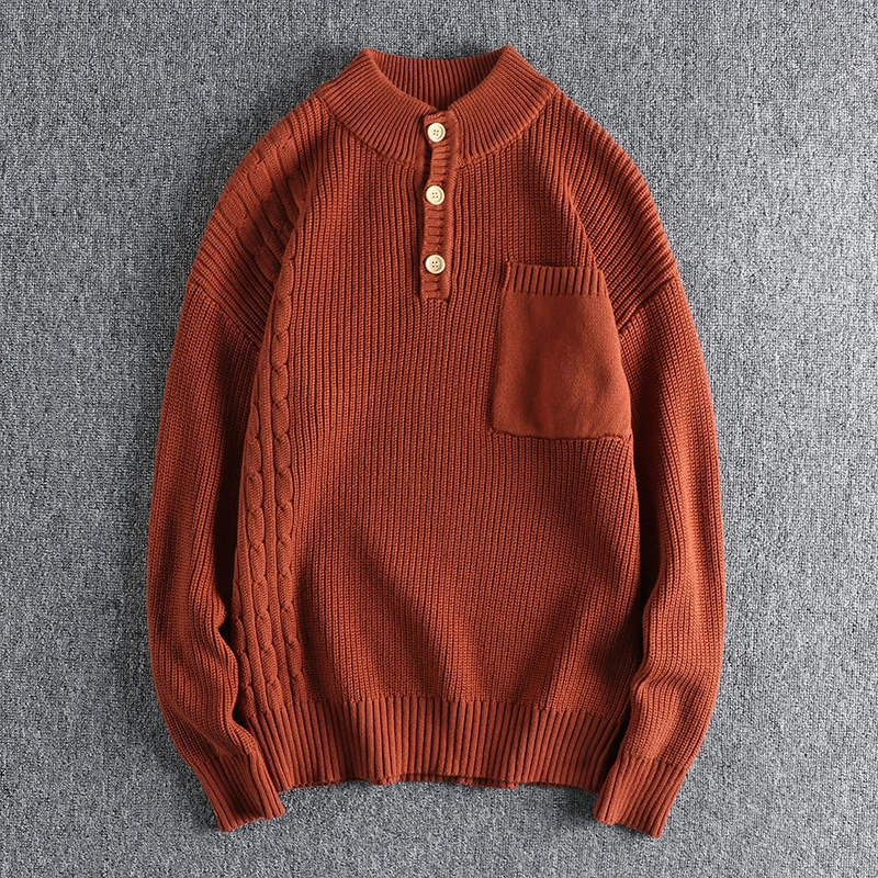 Retro American Hardman Knitted Sweater Half Open Collar Men's Casual Autumn Winter Youth Shoulder Drop Shirt Cotton Fabric
Retro American Hardman Knitted Sweater Half Open Collar Men's Casual Autumn Winter Youth Shoulder Drop Shirt Cotton Fabric