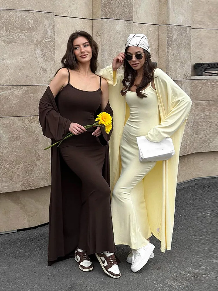 Women's Cardigan Long Dress 2 Piece Set Solid Slip Hip Package Dress Long Sleeve Cardigan 2025 Casual Fashion Women's Dress Set
Women's Cardigan Long Dress 2 Piece Set Solid Slip Hip Package Dress Long Sleeve Cardigan 2025 Casual Fashion Women's Dress Set