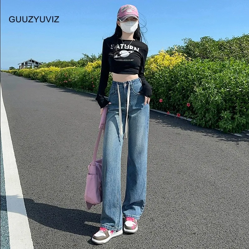 GUUZYUVIZ Vintage Wash Drawstring Straight Leg Jeans For Women High Waist Loose Wide Leg Pants Denim
GUUZYUVIZ Vintage Wash Drawstring Straight Leg Jeans For Women High Waist Loose Wide Leg Pants Denim