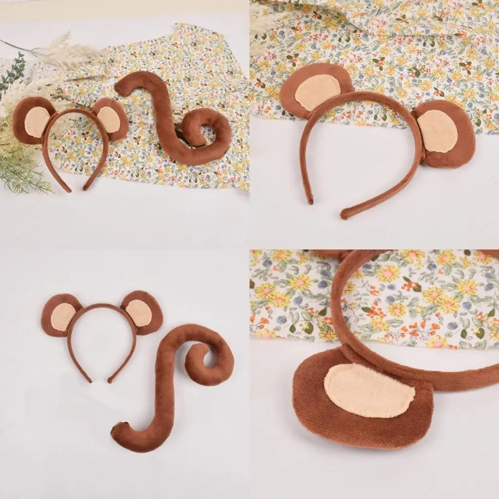 R1WE Animal Costume Plush Monkey Ears Headband Tail for Halloween Christmas Cosplay
R1WE Animal Costume Plush Monkey Ears Headband Tail for Halloween Christmas Cosplay