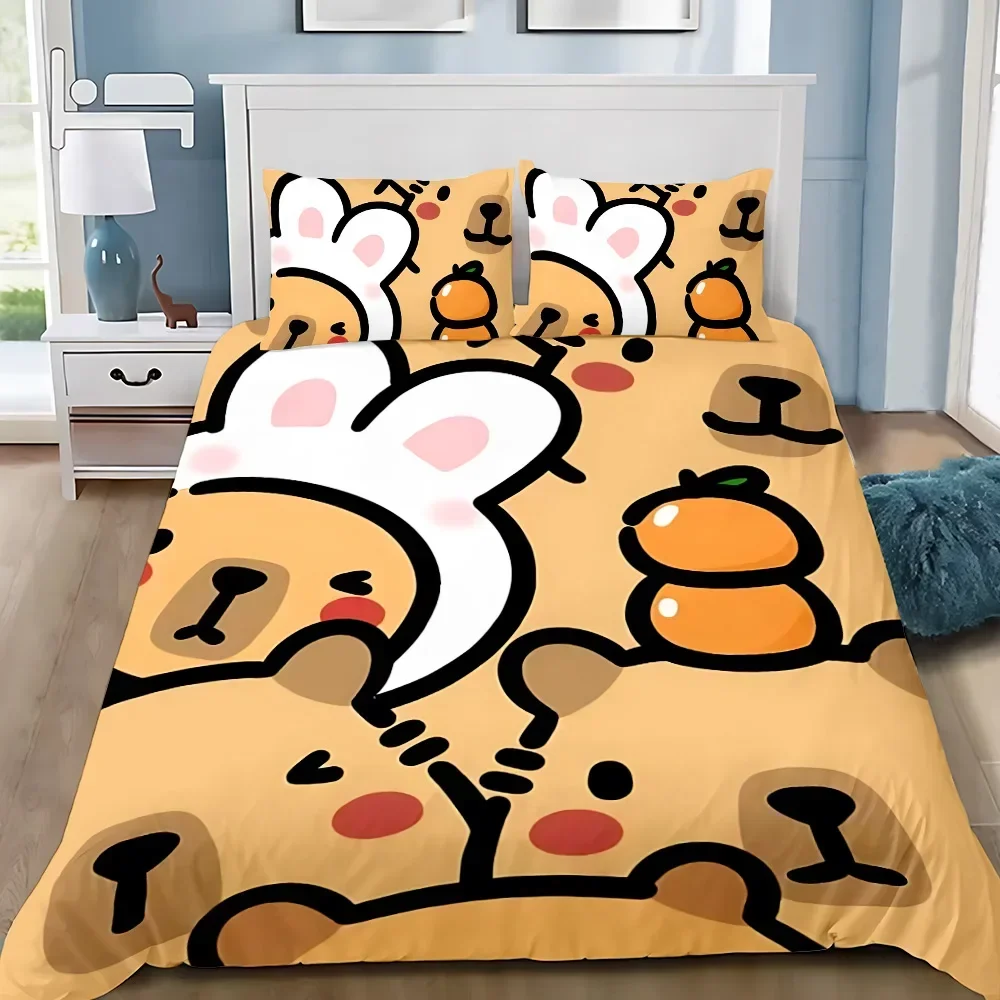 3pcs Cute Capybara Duvet Cover Cartoon Animal Pattern Bedding Set Boy Girl Bedroom Decoration Children Gift Single Large Size
3pcs Cute Capybara Duvet Cover Cartoon Animal Pattern Bedding Set Boy Girl Bedroom Decoration Children Gift Single Large Size