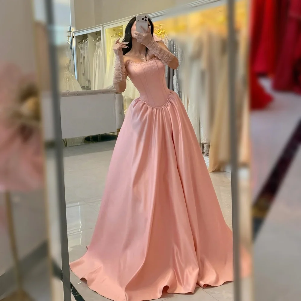 Customized Women's Evening Gowns Beading Pleat Strapless A-line Floor-length Bespoke Occasion Quinceanera Elegant Party Dress
Customized Women's Evening Gowns Beading Pleat Strapless A-line Floor-length Bespoke Occasion Quinceanera Elegant Party Dress