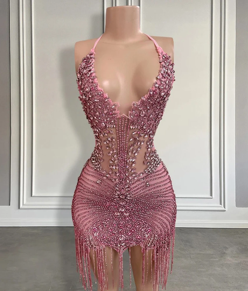 Customized Luxury Jersey Straight Crystal Sequined Beading Tassel Evening Dress Delicate Sleeveless Halter فساتين سهرة
Customized Luxury Jersey Straight Crystal Sequined Beading Tassel Evening Dress Delicate Sleeveless Halter فساتين سهرة