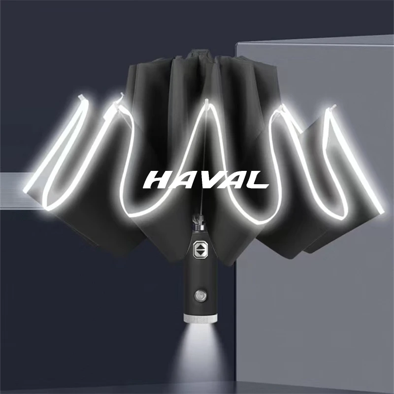 Automatic Reflective Stripe Led Light Umbrella 3-Folding Inverted 10 Ribs Windproof Umbrella For haval f7 h6 f7x h2 h3 h5 h7 h8
Automatic Reflective Stripe Led Light Umbrella 3-Folding Inverted 10 Ribs Windproof Umbrella For haval f7 h6 f7x h2 h3 h5 h7 h8
