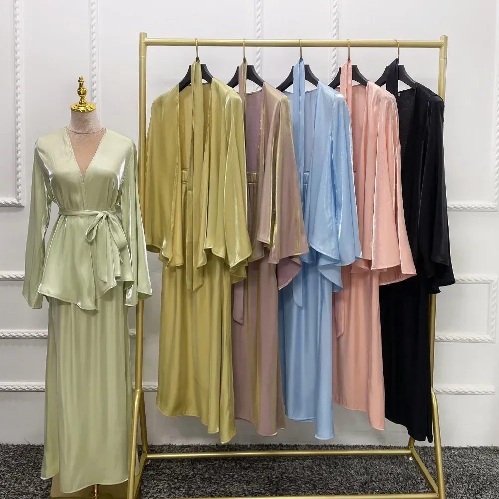 2PCS Women Muslim Sets Shiny Kimono Belted Tops Skirt Ramadan Dubai Outfits Islamic Clothing Muslim Dress Abaya Kaftan Suit Robe
2PCS Women Muslim Sets Shiny Kimono Belted Tops Skirt Ramadan Dubai Outfits Islamic Clothing Muslim Dress Abaya Kaftan Suit Robe