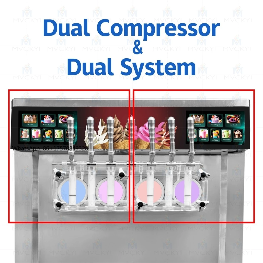 Hot Sale Double Compressor Soft Ice Cream Machine 7 Flavor Automatic Frozen Yogurt Machine Sunda Ice Cream Maker Commercial
Hot Sale Double Compressor Soft Ice Cream Machine 7 Flavor Automatic Frozen Yogurt Machine Sunda Ice Cream Maker Commercial